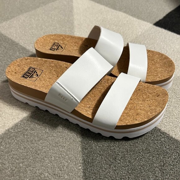 REEF White Platform Cushion Vista Sandals Women's Size 8 - Picture 1 of 11